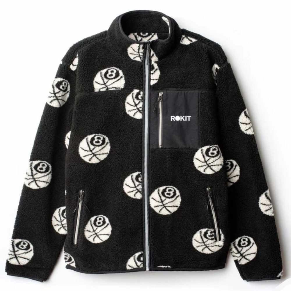 NEW ROKIT men's misfit polar fleece jacket in black men 2XL